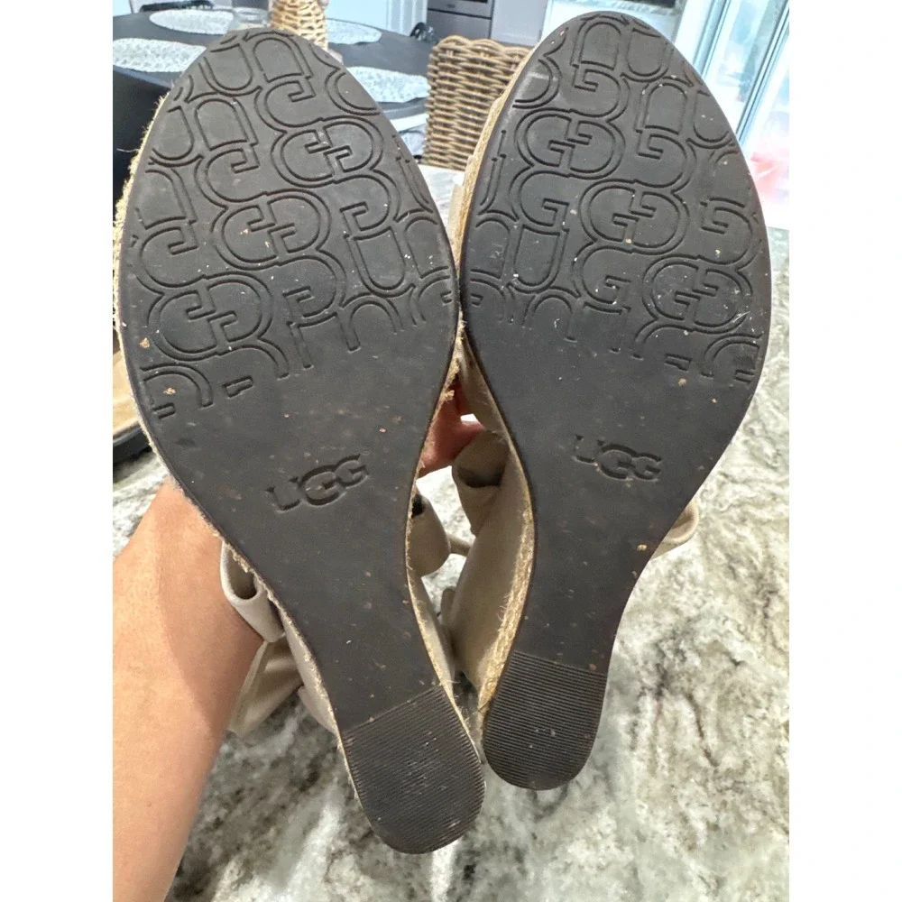 UGG Lucianna espadrille‎ platform wedge sandals in a cream color Size 10
